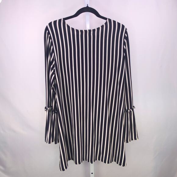 Mishca Top Womens XL Embroidered Floral Striped Bell Sleeve Lagenlook Artsy - Picture 10 of 11